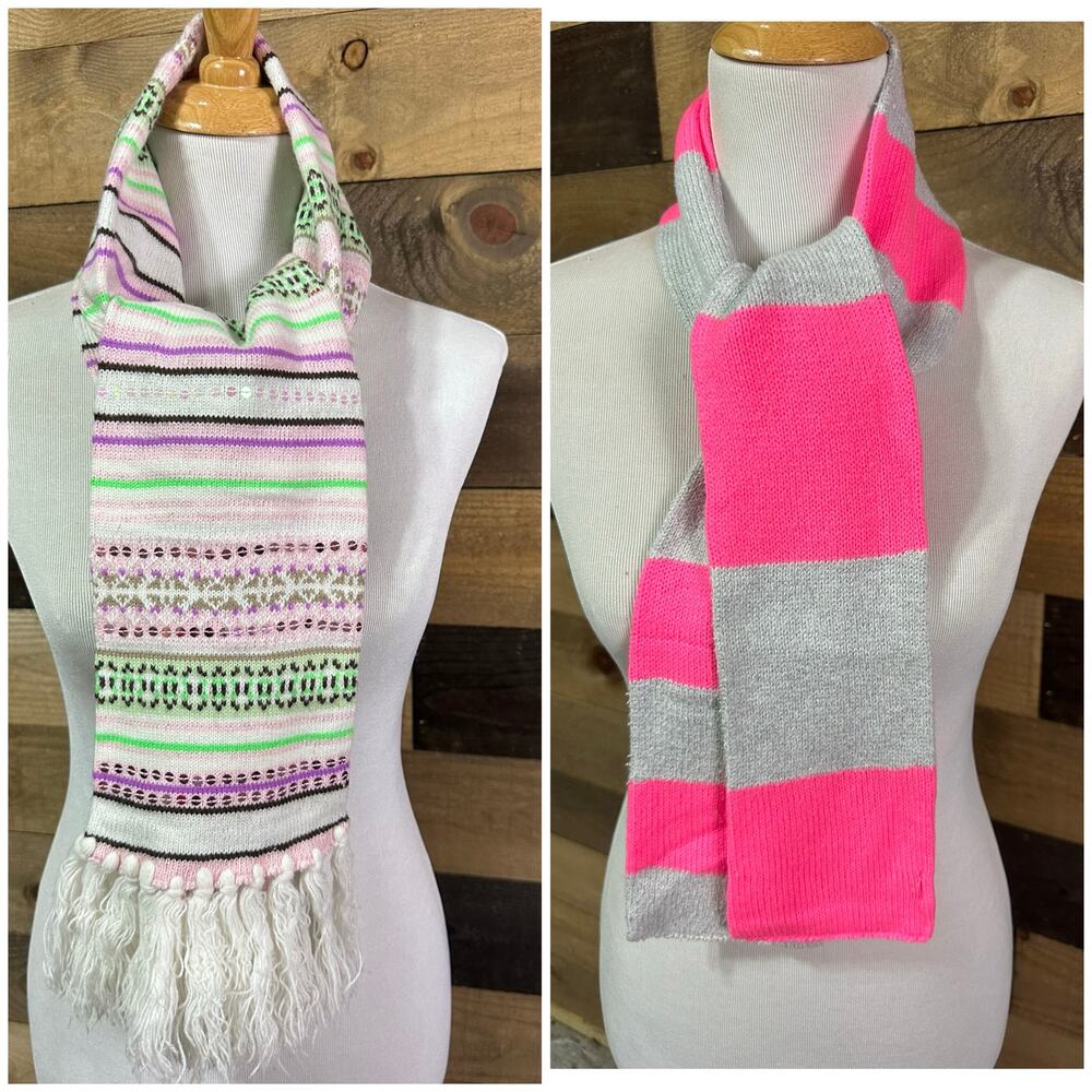 Pair of JUSTICE Girlsβ Winter Knit Scarves O/S EUC